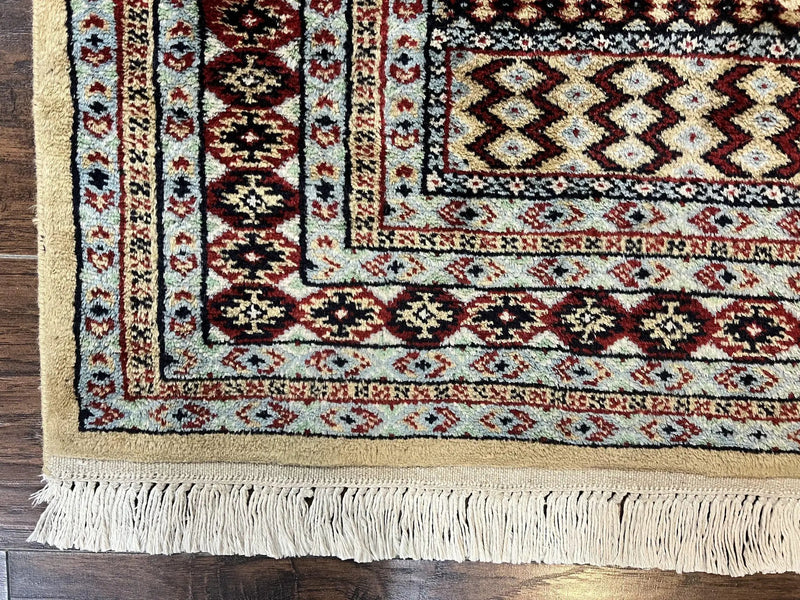 Bokhara Prayer Rug 3x5, Pakistani Turkoman Carpet, Tan, Handmade Vintage Wool Carpet by Jewel Rugs