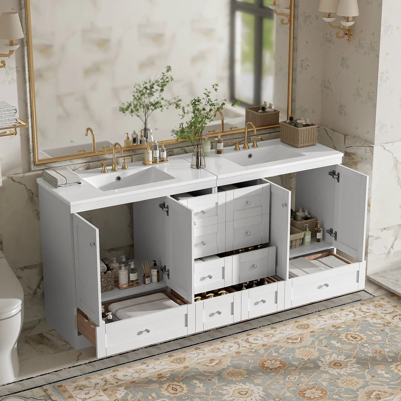Shaker Free Standing Bathroom Vanity Cabinet & Sink, Soft Close Drawers, Soft Close Doors by Unique Piece Furniture