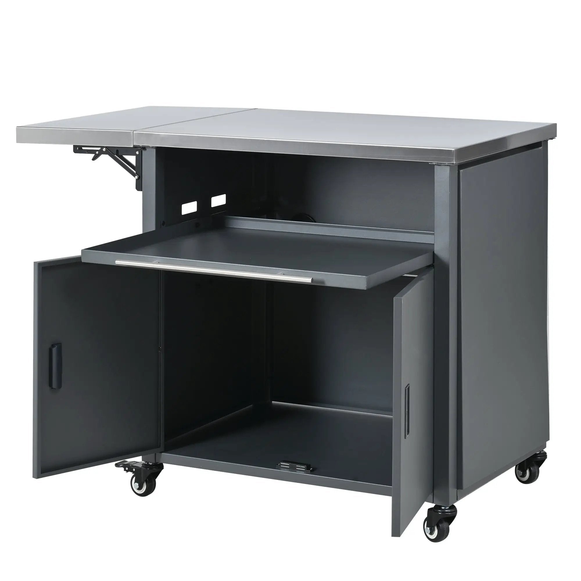 Foldable Outdoor Prep Station BBQ Cart Patio Dining Cart by HouseOfZazla