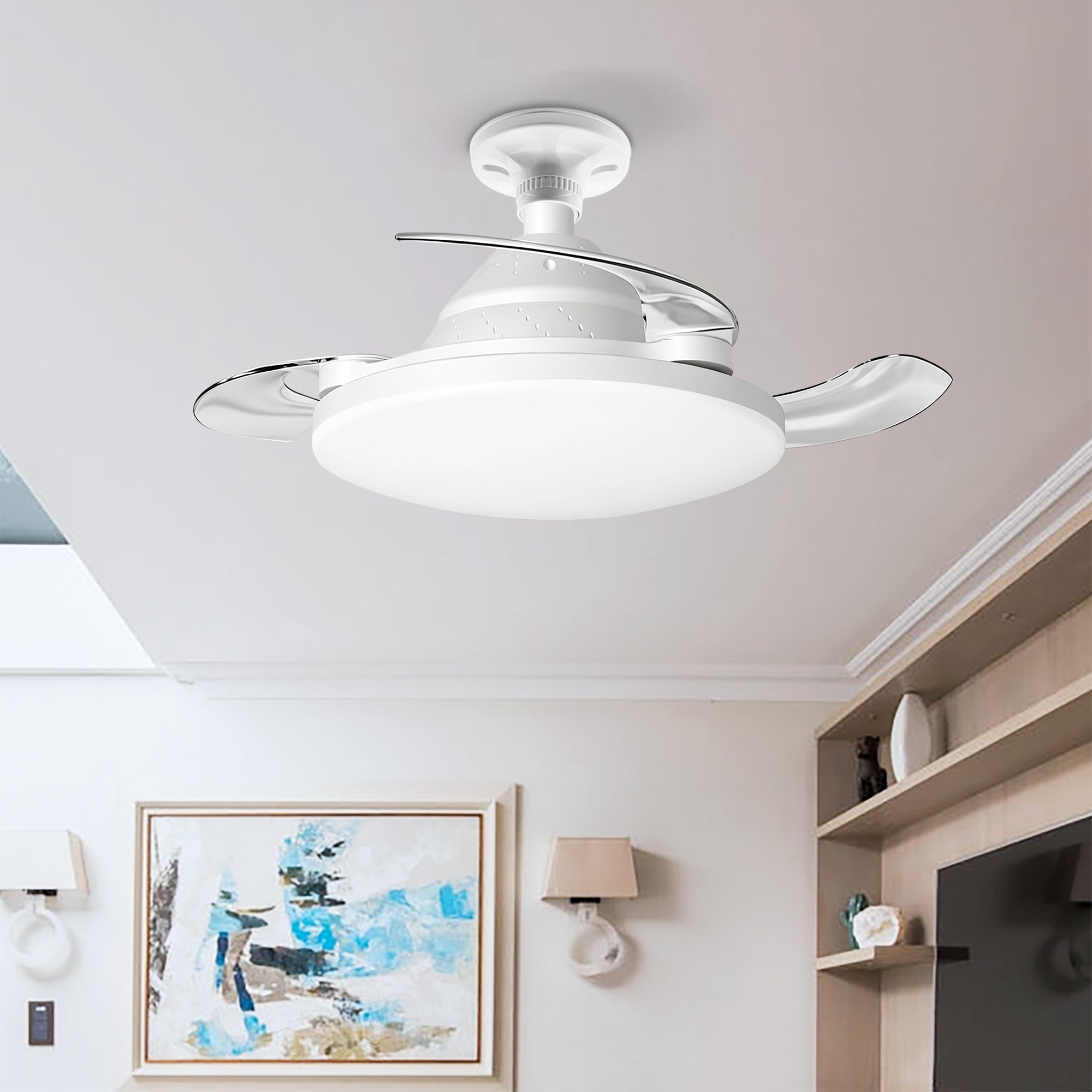 Bulb-Type Small Size Ceiling Fan With Retractable Blades by HouseOfZazla