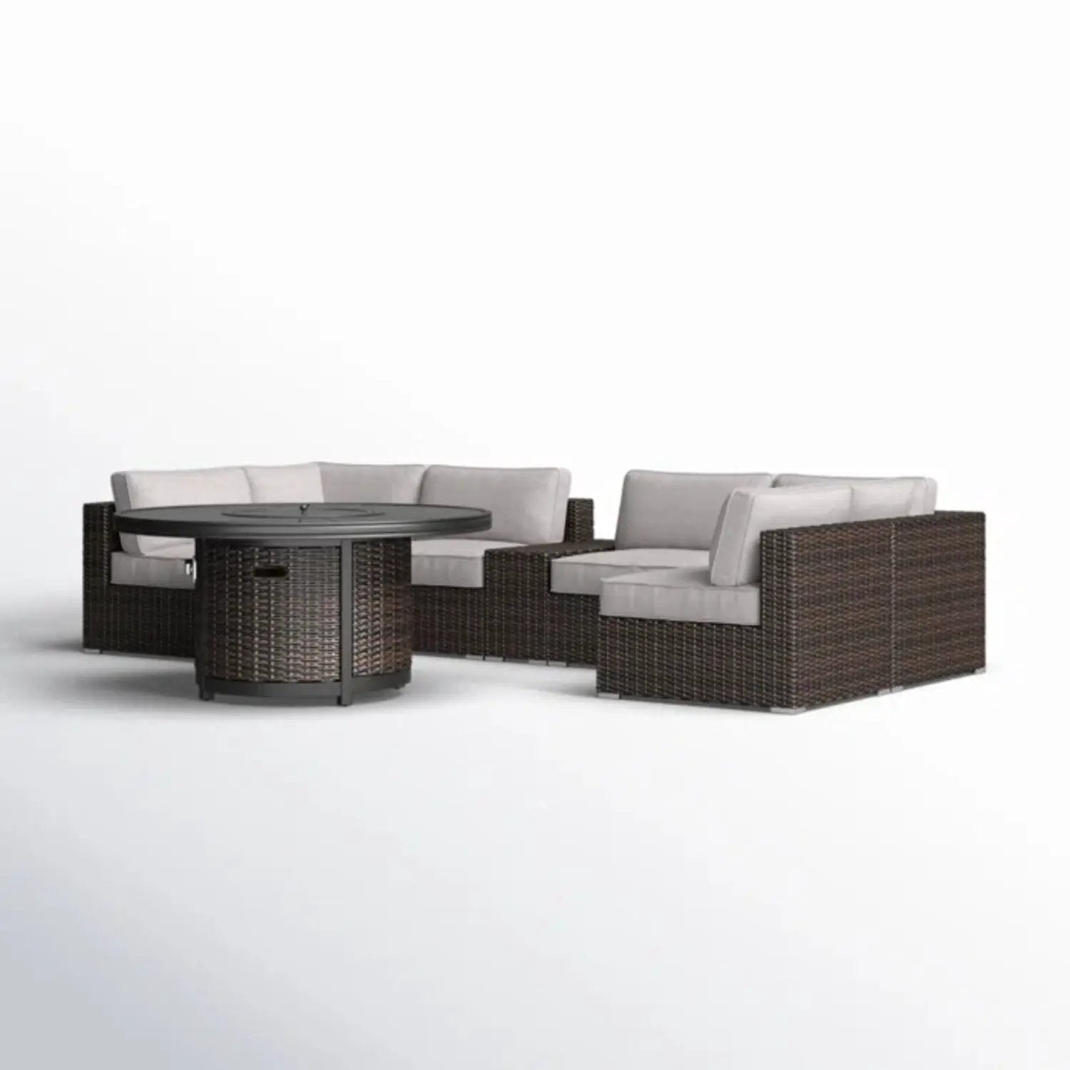 Rattan Patio Set With Comfortable Cushions And Fire Pit by Unique Piece Furniture