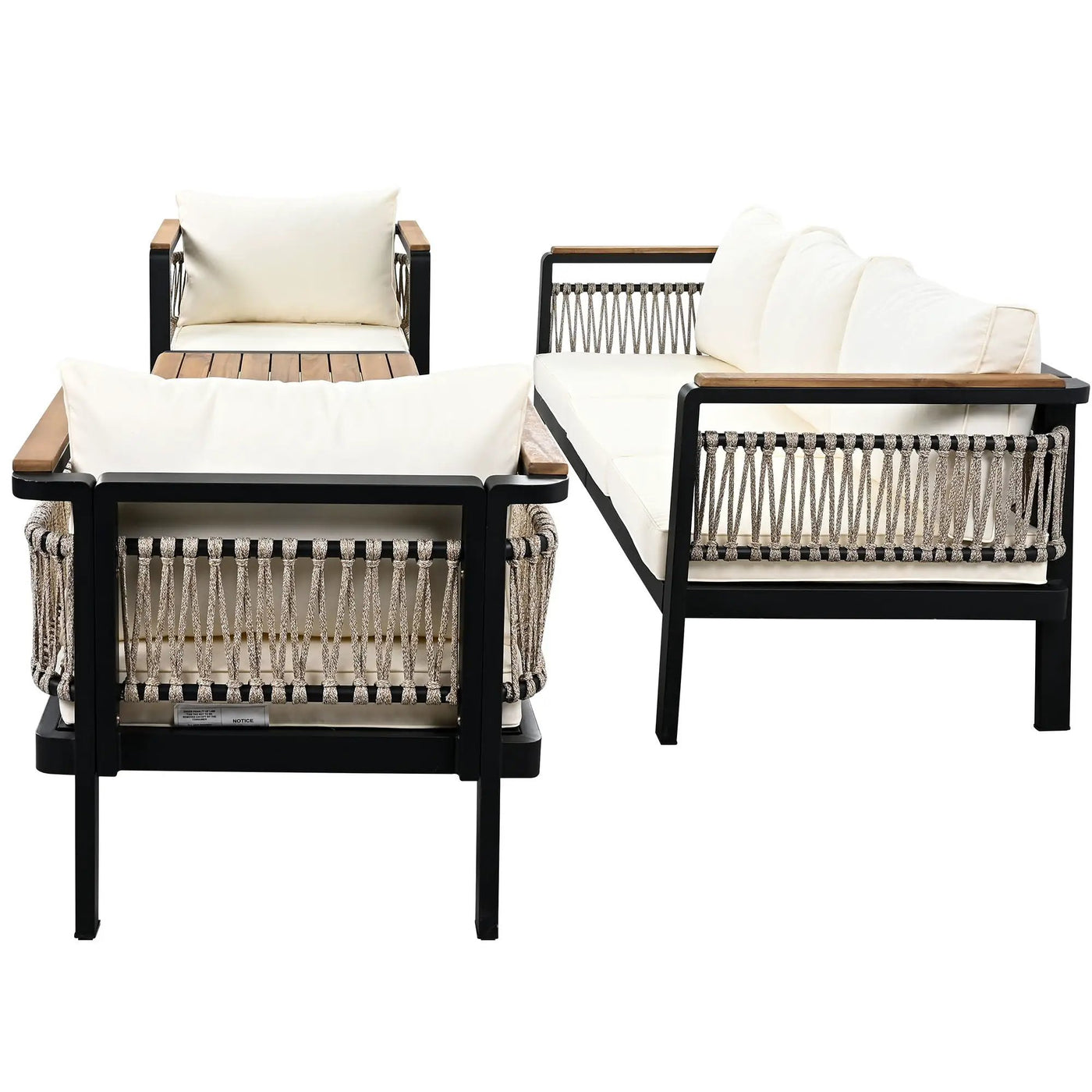 4 Pieces Outdoor Sectional Sofa Set 5 Person Patio Seating Group Outdoor Conversation Set With Cushions And A Coffee Table For Patios by HouseOfZazla