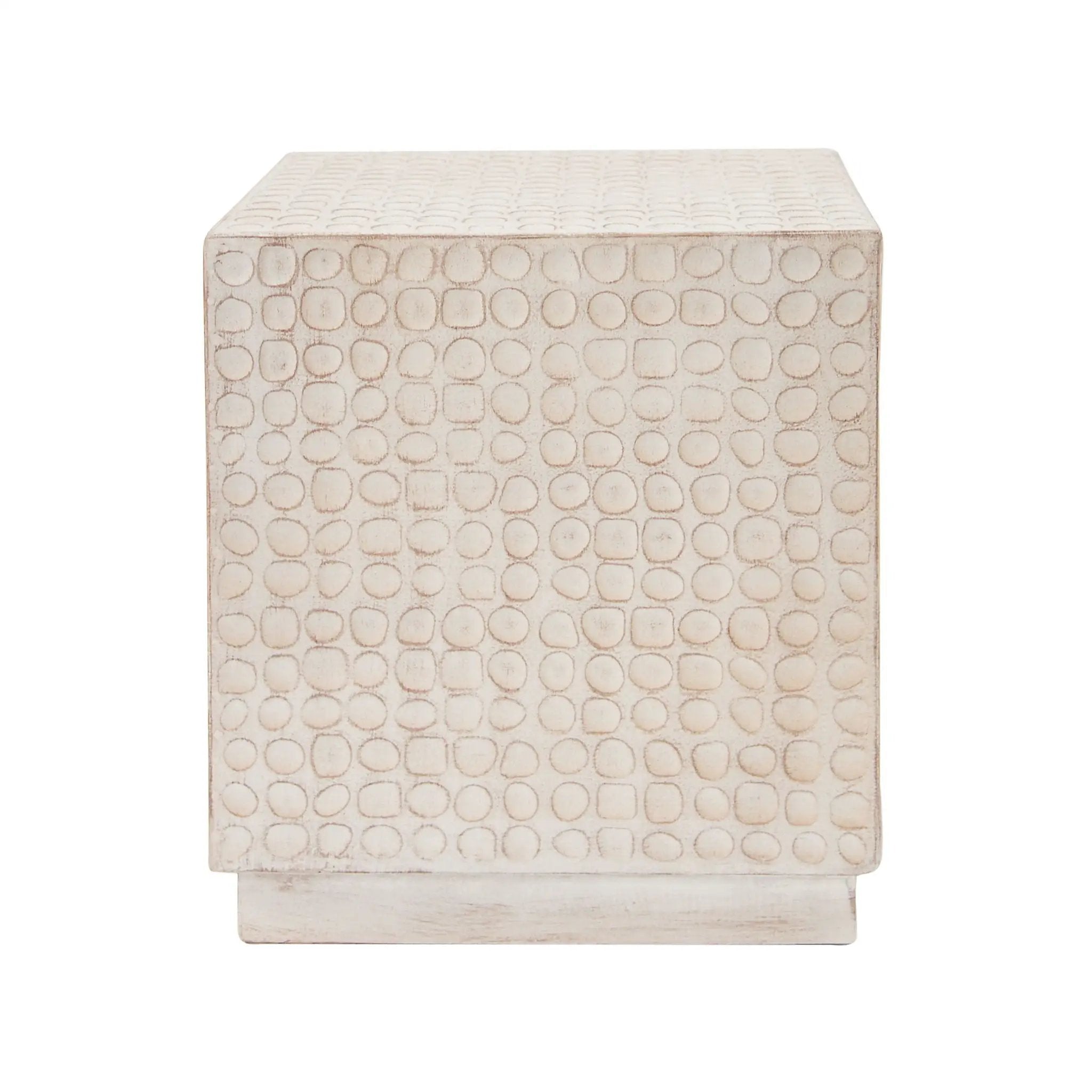 Chic Modern MGO Cube Side Table with Fluted Design - Antique Brown by HouseOfZazla