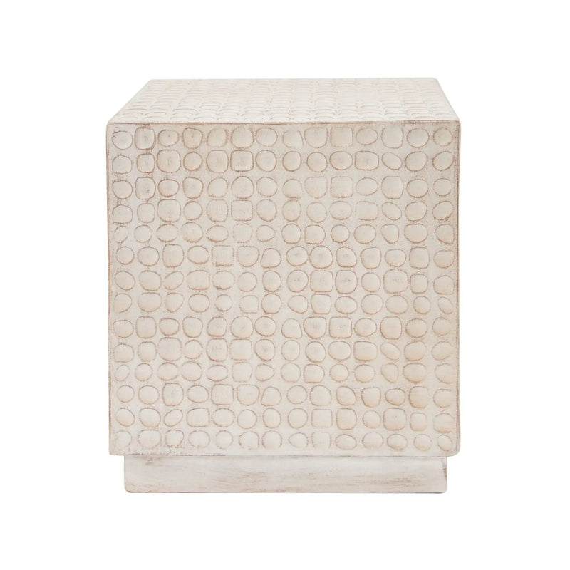 Chic Modern MGO Cube Side Table with Fluted Design - Antique Brown by HouseOfZazla