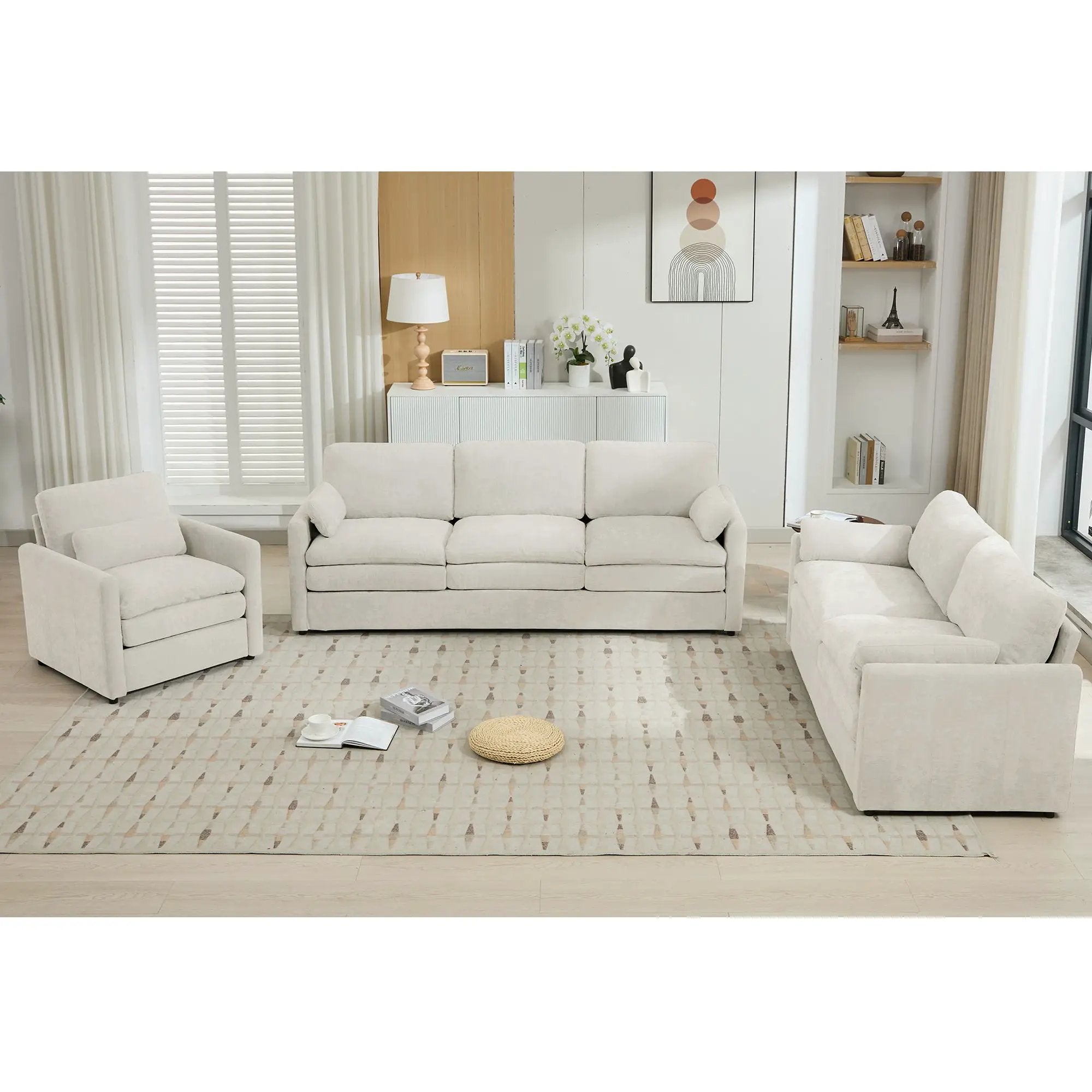 Cozy Sofa Set Oversized Comfy Cloud Sofa with Double Cushion by HouseOfZazla