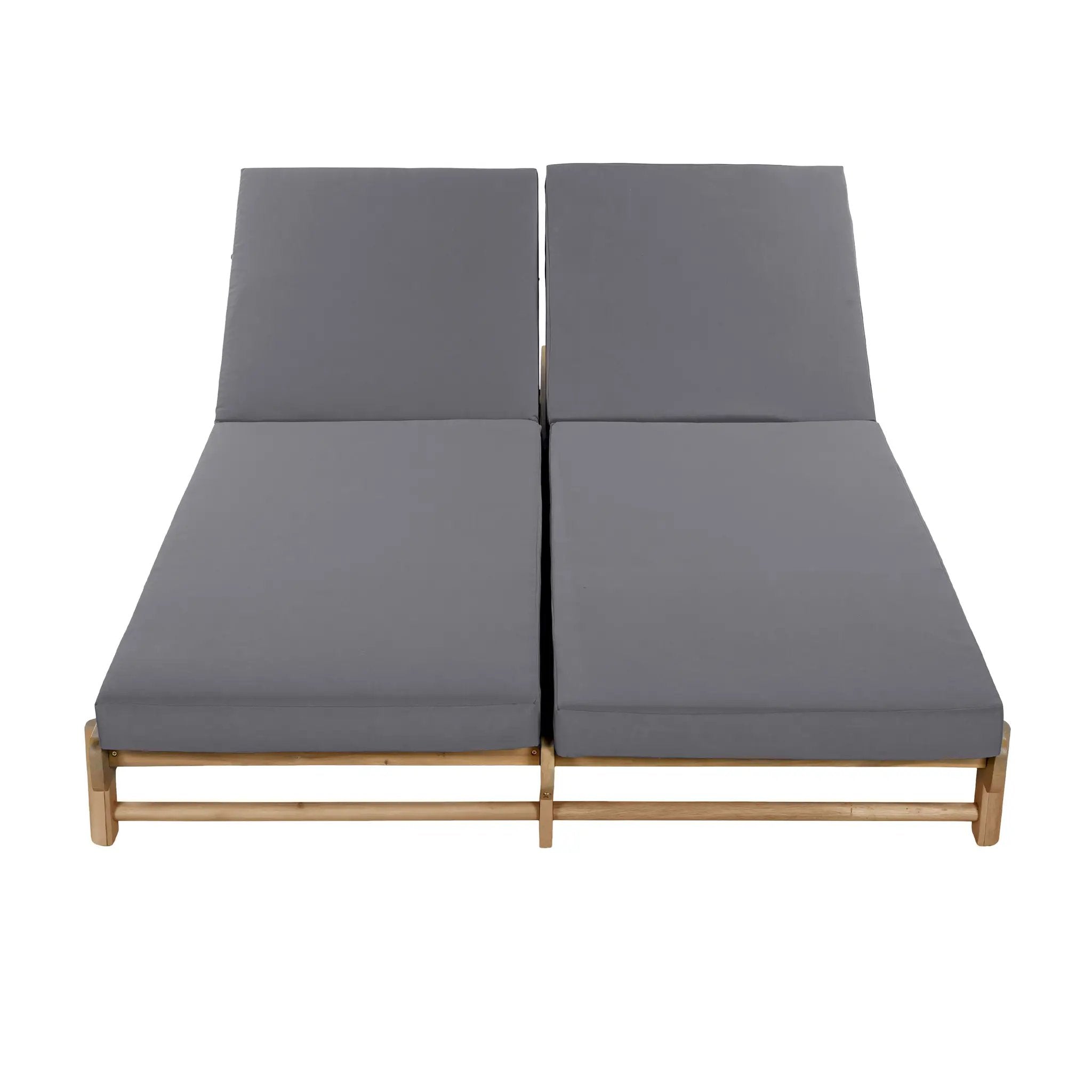 Light Teak Acacia Wood Double Chaise Lounger Set by HouseOfZazla