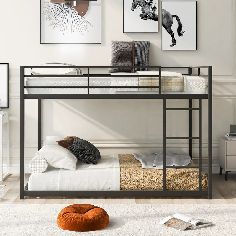 Metal Bunk Bed, Low Bunk Bed With Ladder by HouseOfZazla