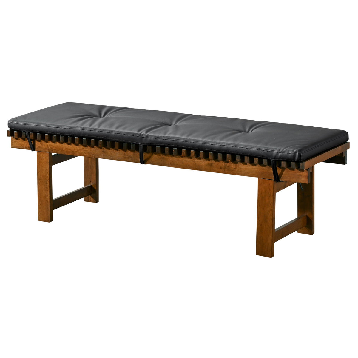 Black Upholstered Bench with Solid Wood Frame - Lucia, photo 6 of 10