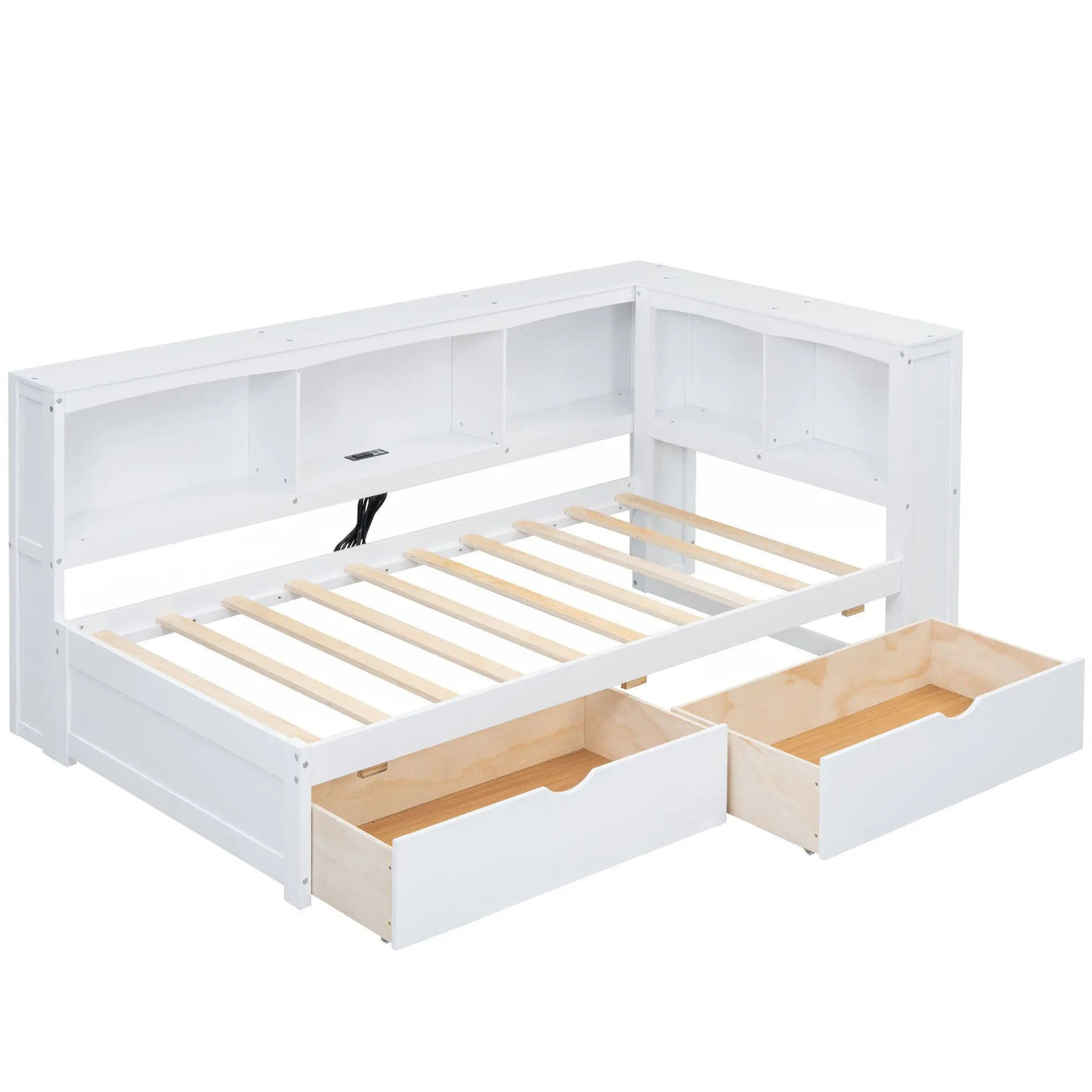 Daybed With 2 Storage Drawers, Storage Cabinets, USB Ports by HouseOfZazla