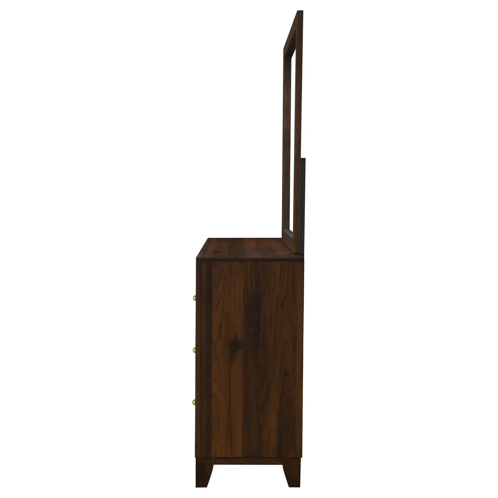 Welsley 6-drawer Dresser and Mirror Walnut by Unique Piece Furniture