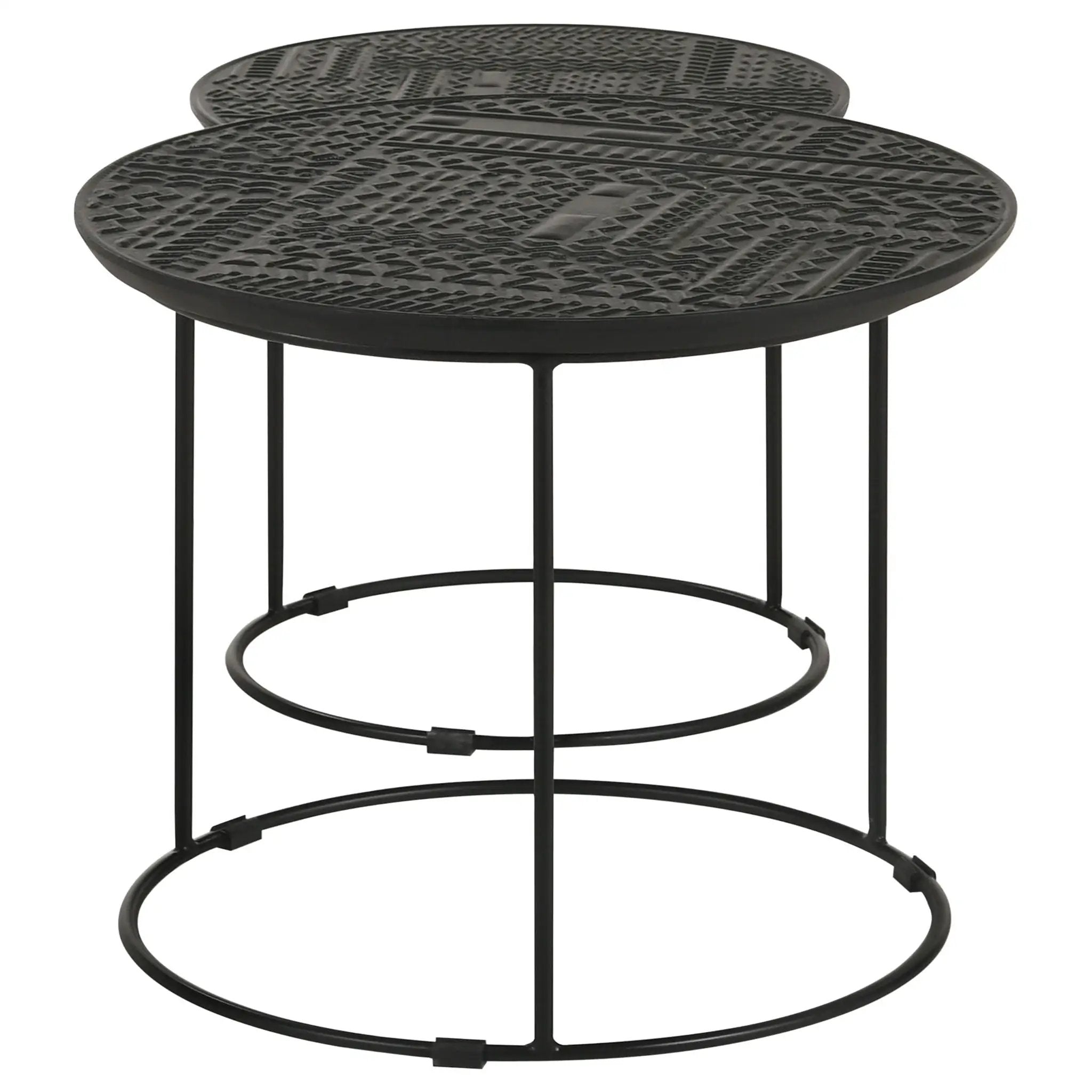 Loannis 2-piece Round Mango Wood Nesting Table Matte Black by Unique Piece Furniture