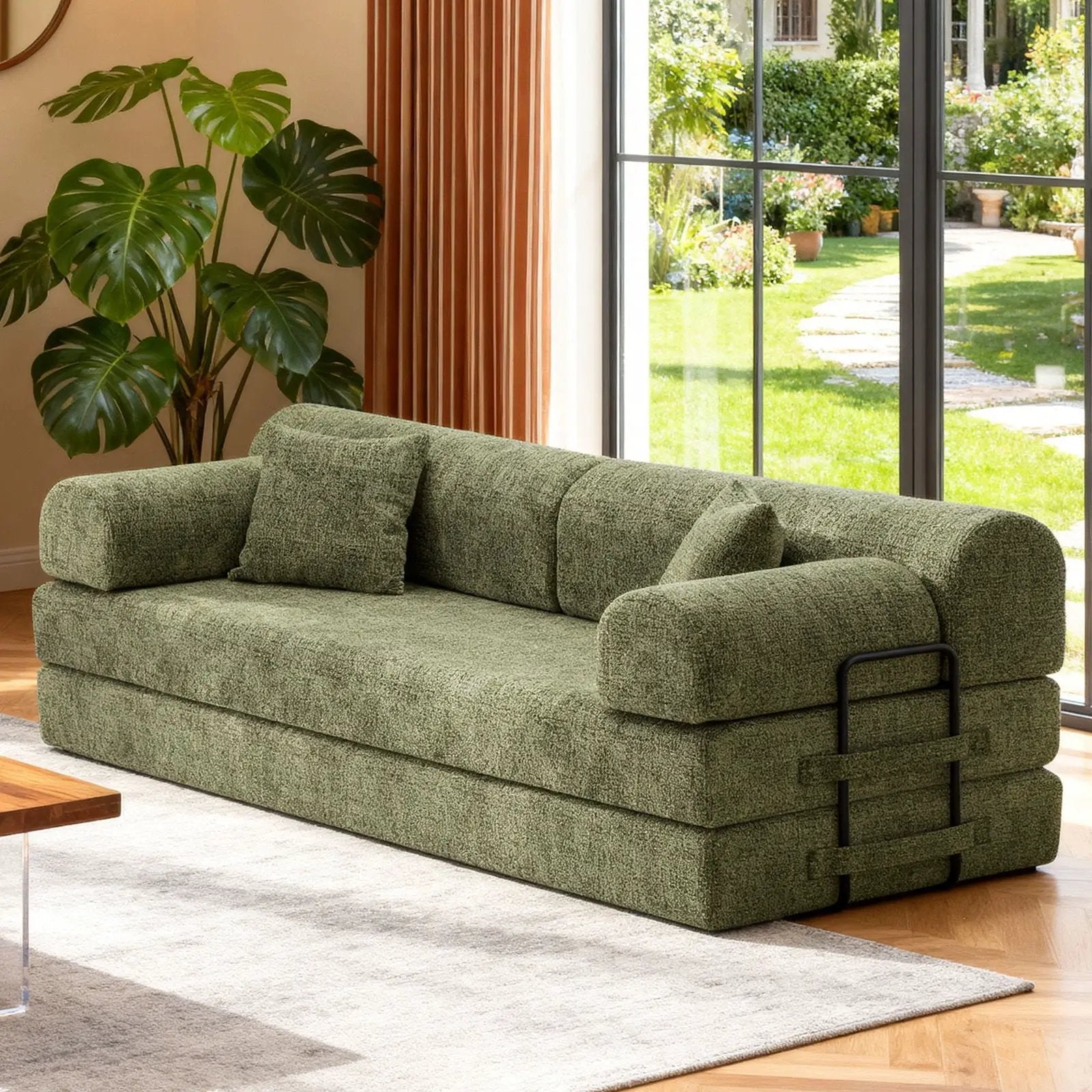 Modern 2 Tone Fabric Convertible Sleeper Sofa Bed by Unique Piece Furniture