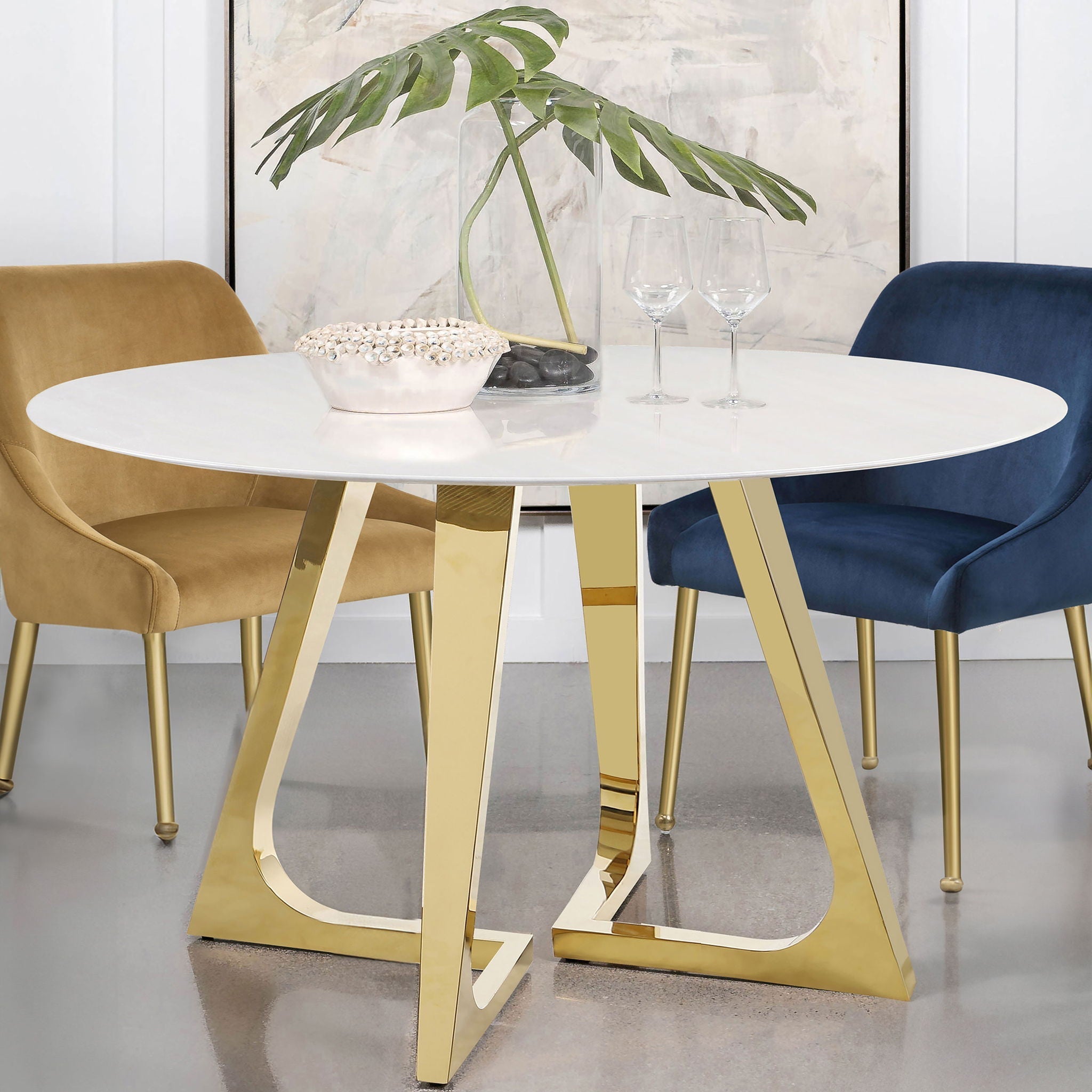 Imani - Round Marble Dining Table - Gold by HouseOfZazla