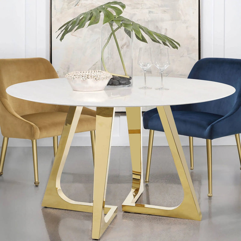 Imani - Round Marble Dining Table - Gold by HouseOfZazla