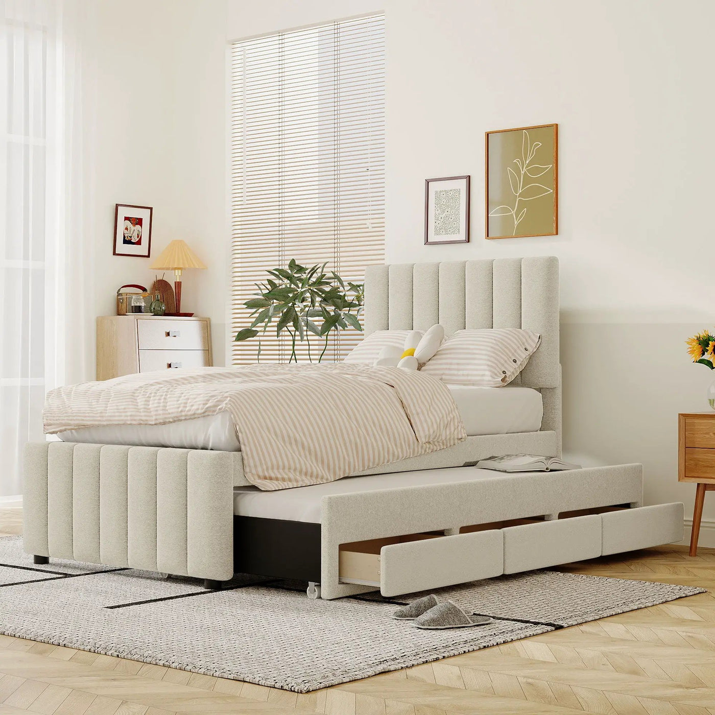 Upholstered Design Platform Bed With Trundle by HouseOfZazla