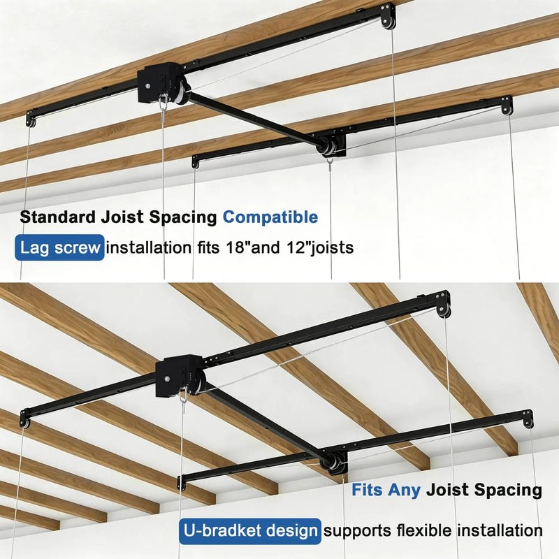 Black Overhead Garage Storage Rack 3x6 FT for High Ceilings by HouseOfZazla
