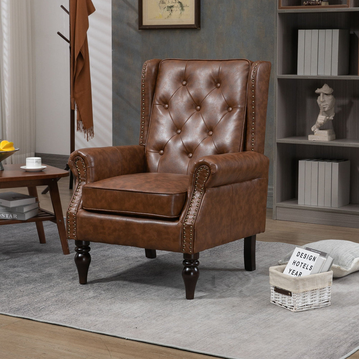 Modern Accent Armchair with Sturdy Wood Legs - Multiple Colors, photo 10 of 16