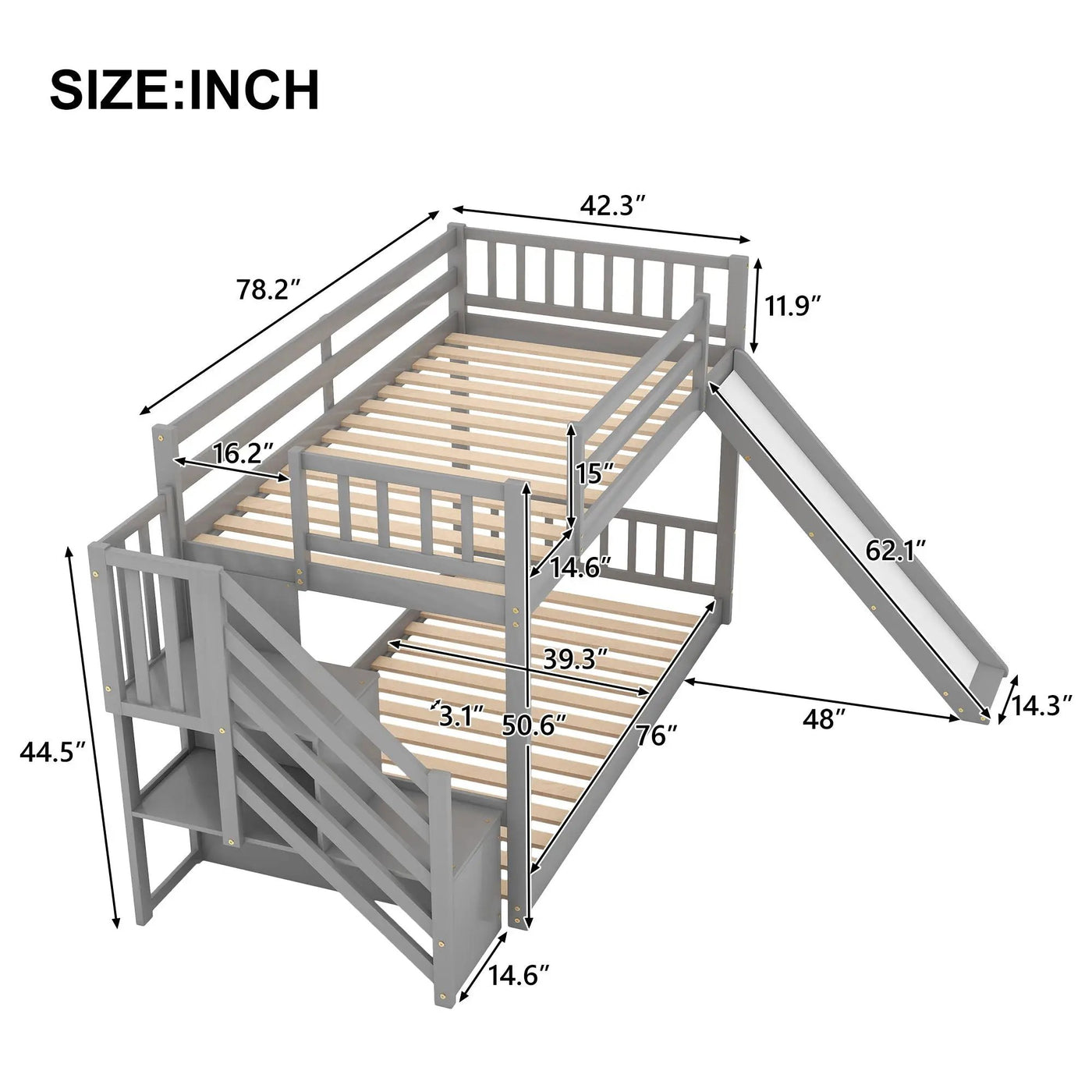 Bunk Bed With Convertible Slide And Stairway by HouseOfZazla