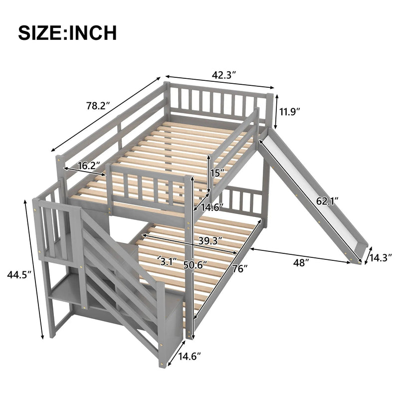 Bunk Bed With Convertible Slide And Stairway by Unique Piece Furniture