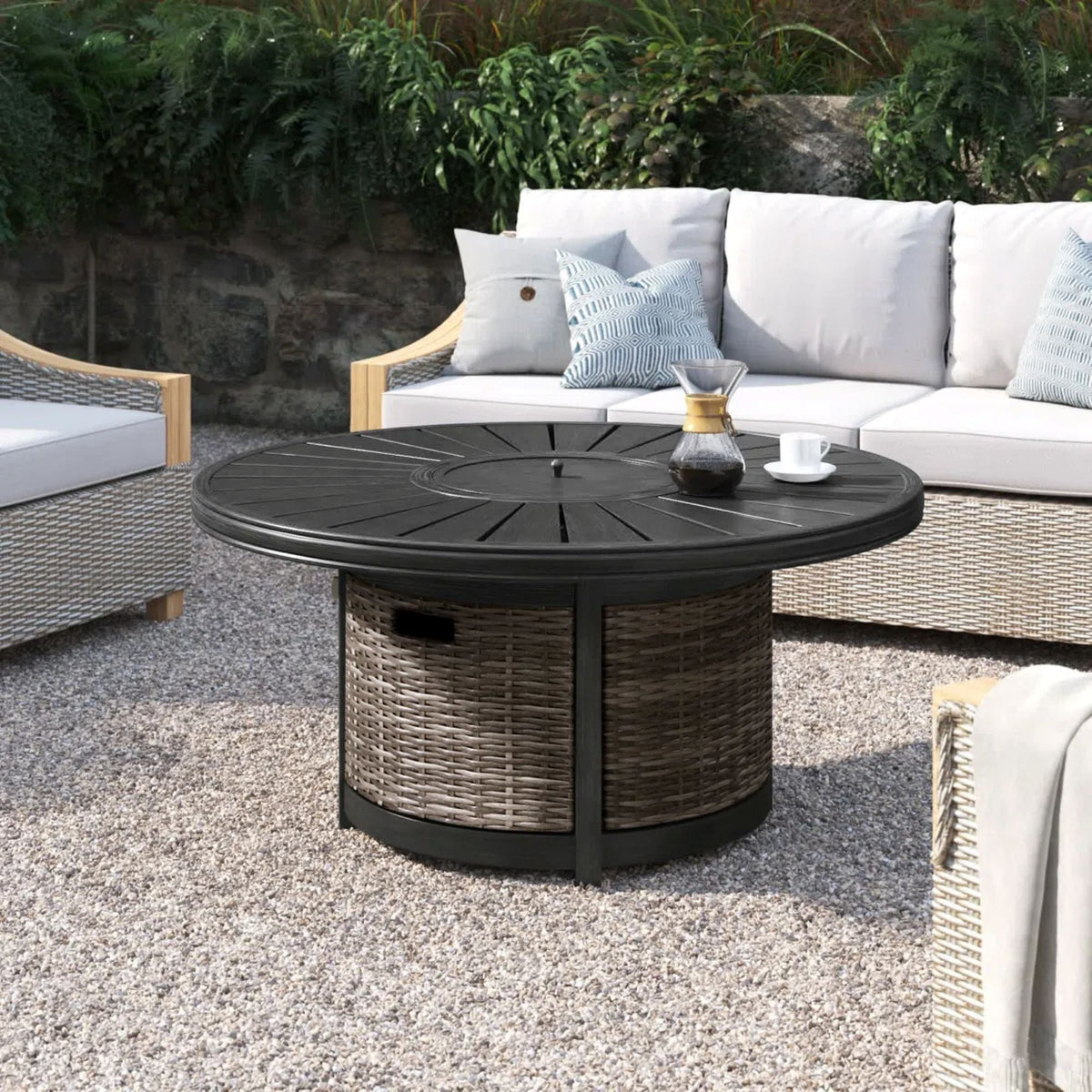 Cassara Resort Propane Outdoor Fire Pit Table with 60,000 BTU Output - Brown, photo 3 of 6