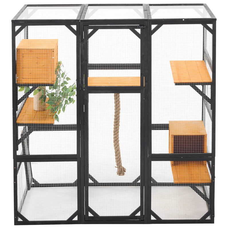 Outdoor Cat House, Diy Cat Enclosure Catio With Double Enter Doors by HouseOfZazla