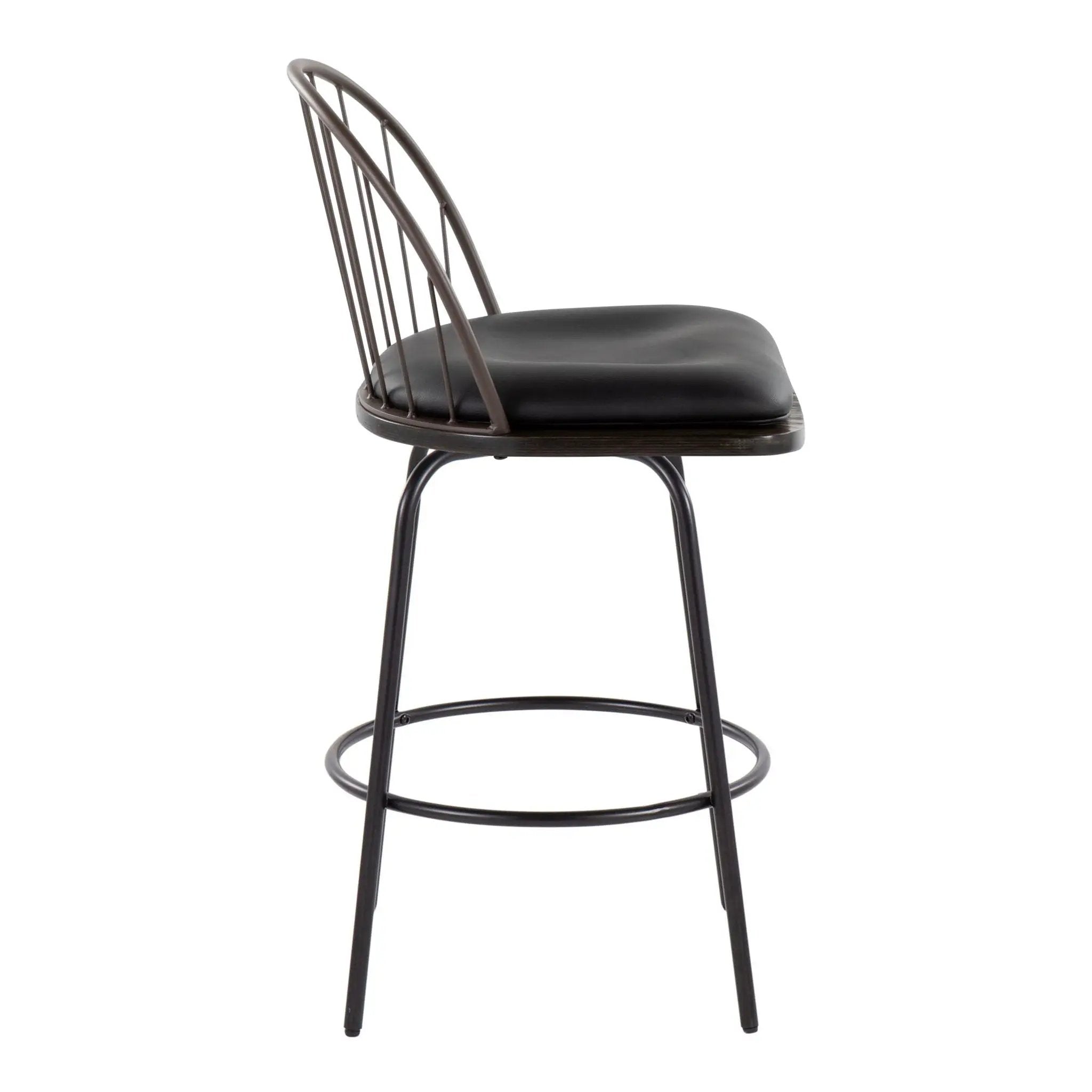 Riley - Claire Farmhouse Fixed Height Counter Stool With Swivel With Round Footrest (Set of 2) by Unique Piece Furniture