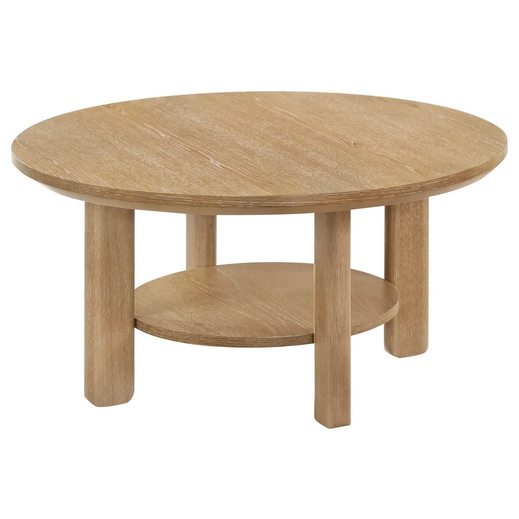 Ottowa 36-inch Round Wood Cocktail Coffee Table Light Oak by Unique Piece Furniture