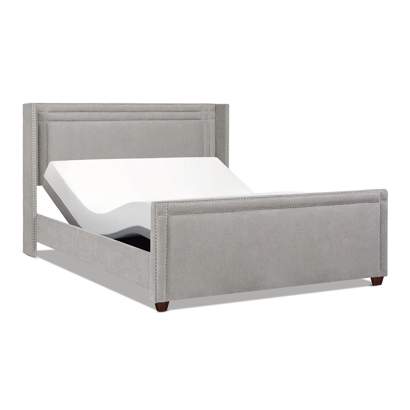 Elle - Wingback Upholstered King Bed - Silver Gray by HouseOfZazla