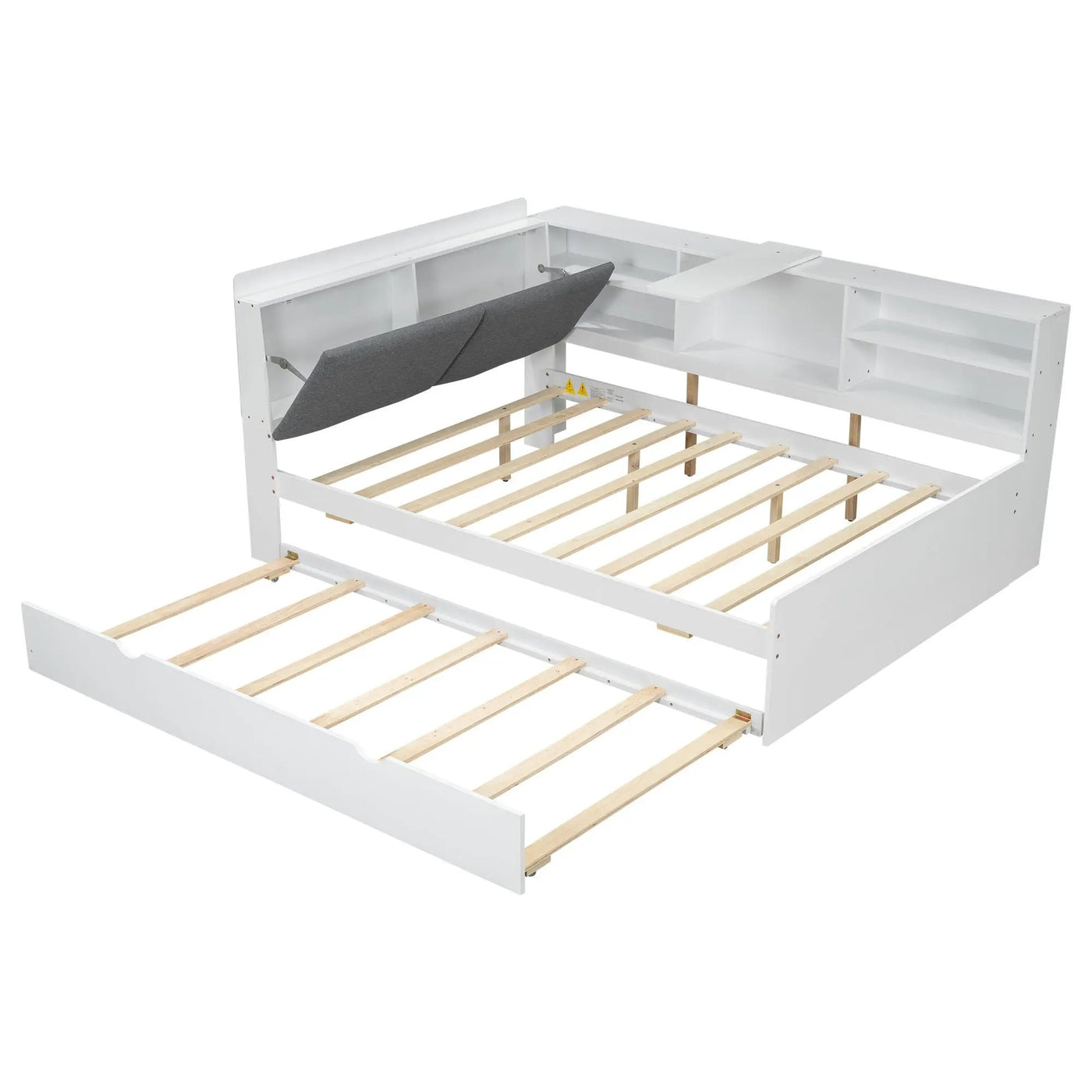 Platform Bed With Trundle, Shelves, And Storage Headboard by HouseOfZazla
