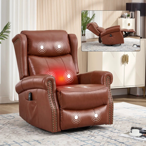 Heat Massage Manual Recliner Chair with Rocker and Swivel