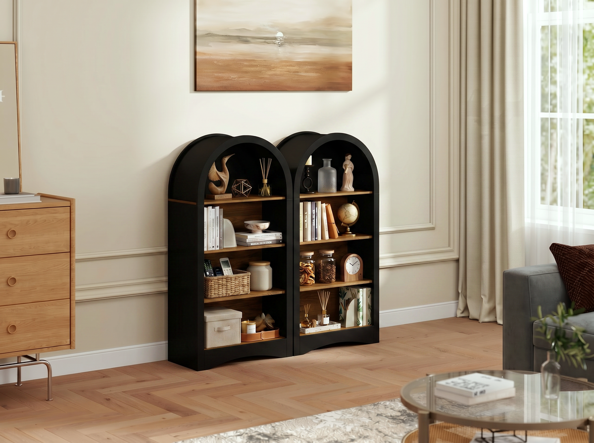47" Freestanding Display Rack with Woodgrain Shelves, photo 4 of 10