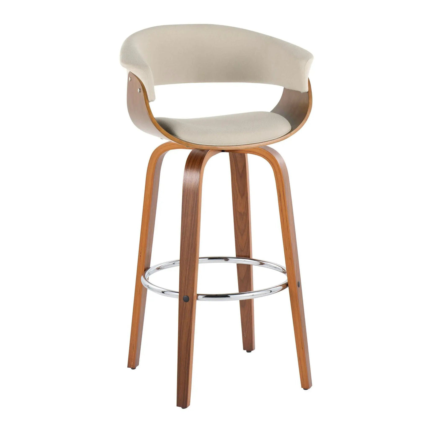 Vintage Mod - Mid Century Modern Fixed Height Barstool With Swivel With Round Footrest (Set of 2) by HouseOfZazla