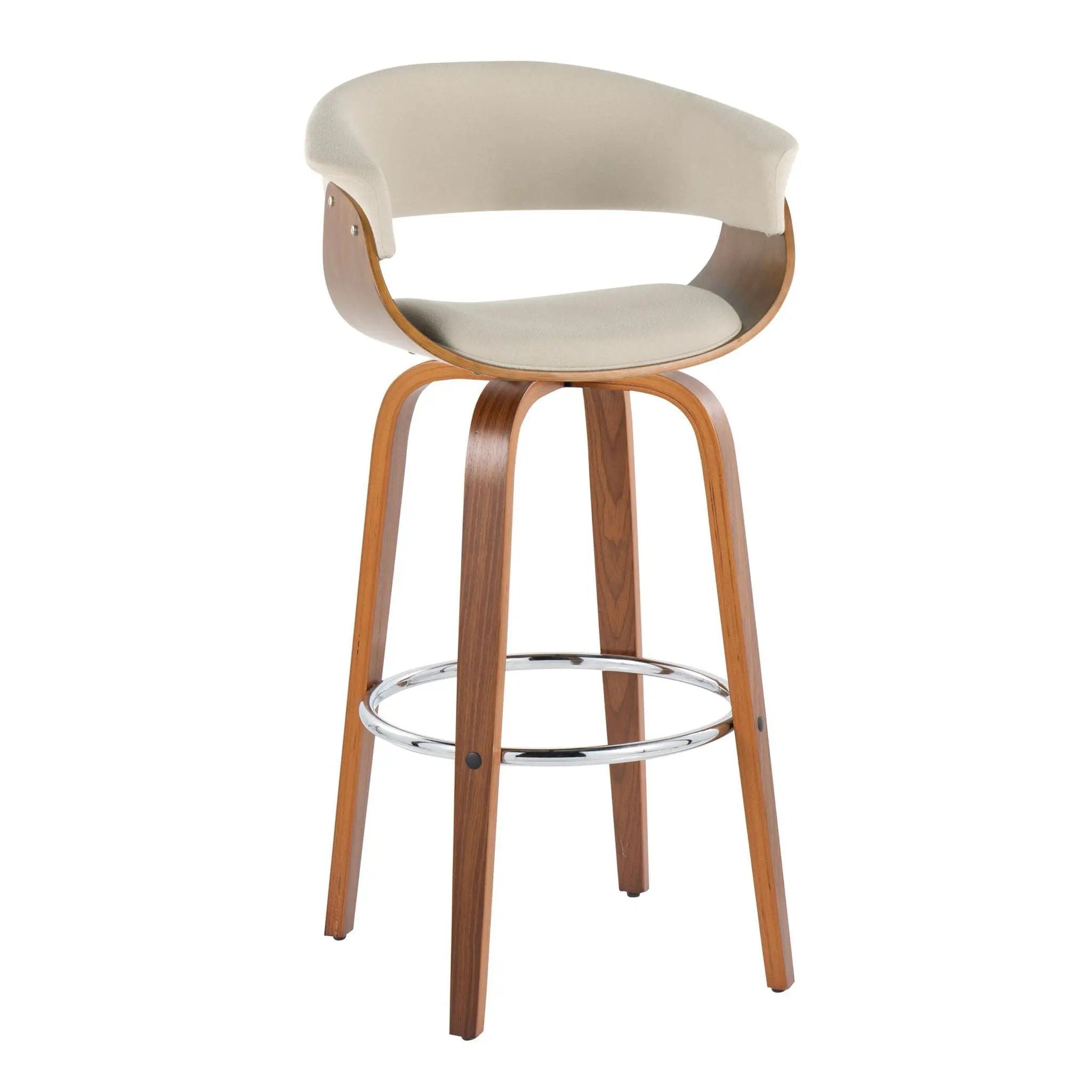 Vintage Mod - Mid Century Modern Fixed Height Barstool With Swivel With Round Footrest (Set of 2) by HouseOfZazla