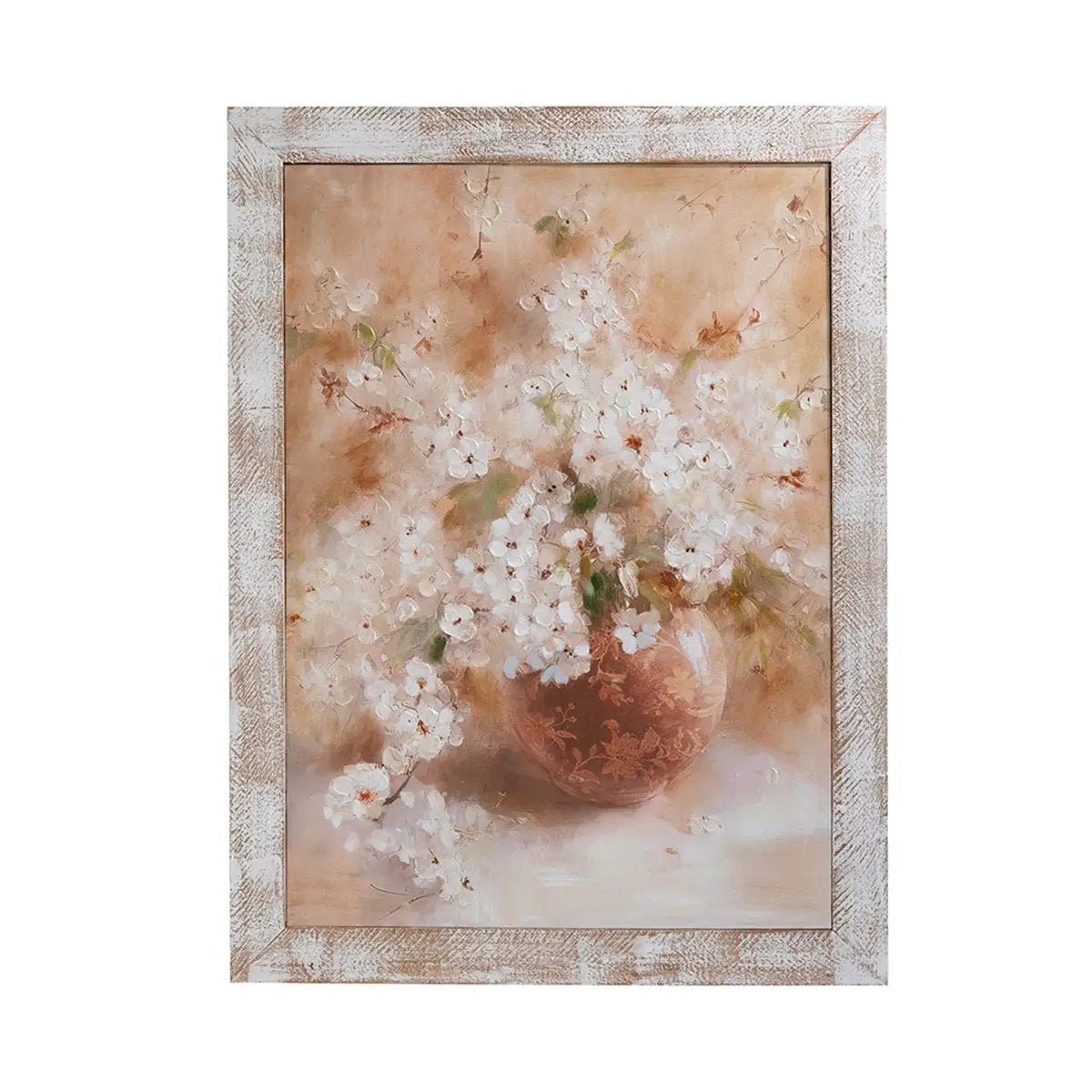 Hand-Painted Still Life Blossom Wall Art with Distressed Fir Wood Frame by HouseOfZazla