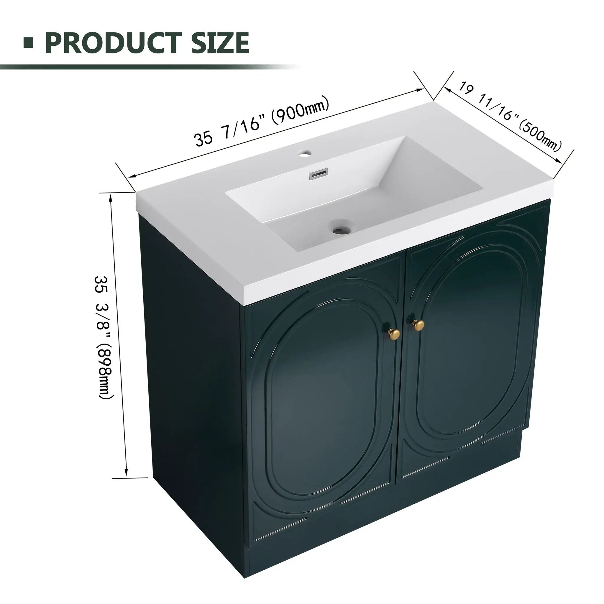 Contemporary Freestanding Bathroom Vanity With Resin Sink & Soft-Close Cabinet Doors by HouseOfZazla