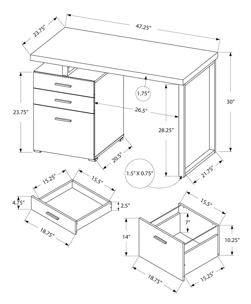 Computer Desk For Home Office, Left, Right Set - Up, Ample Storage Drawers by Unique Piece Furniture