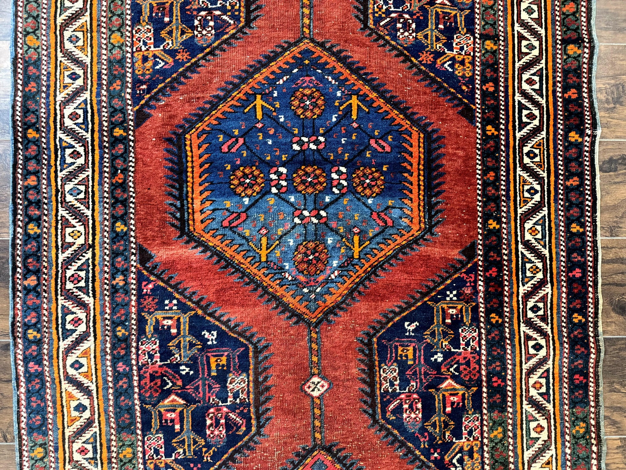 Antique Persian Sarab Runner Rug 3.9 x 12, Red, Handmade, Tribal Runner, Wool, Signed by Jewel Rugs