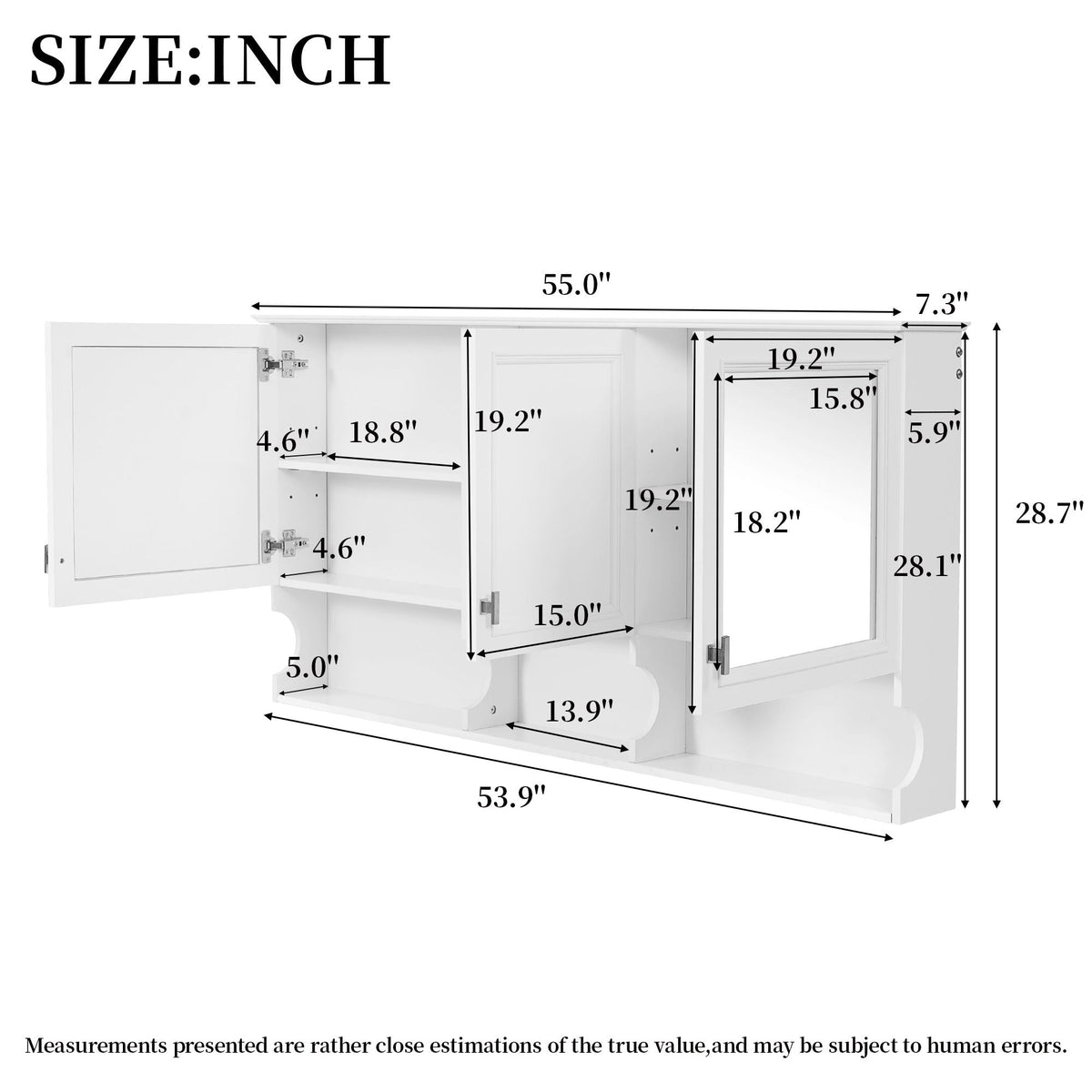 Wall-Mounted Mirror Medicine Cabinet with Adjustable Shelves and Open Storage, photo 4 of 4