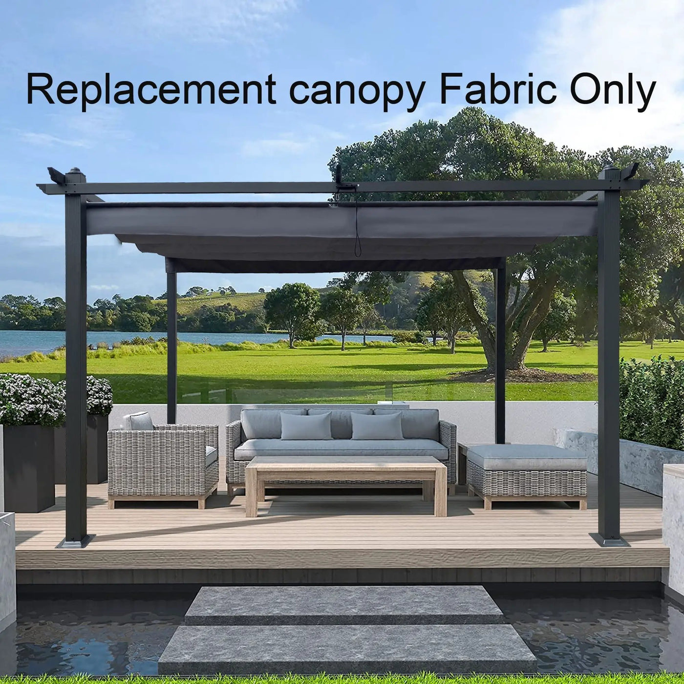 Replacement Canopy Top Cover Fabric For Outdoor Patio Retractable Pergola Sun-Shelter Canopy by HouseOfZazla