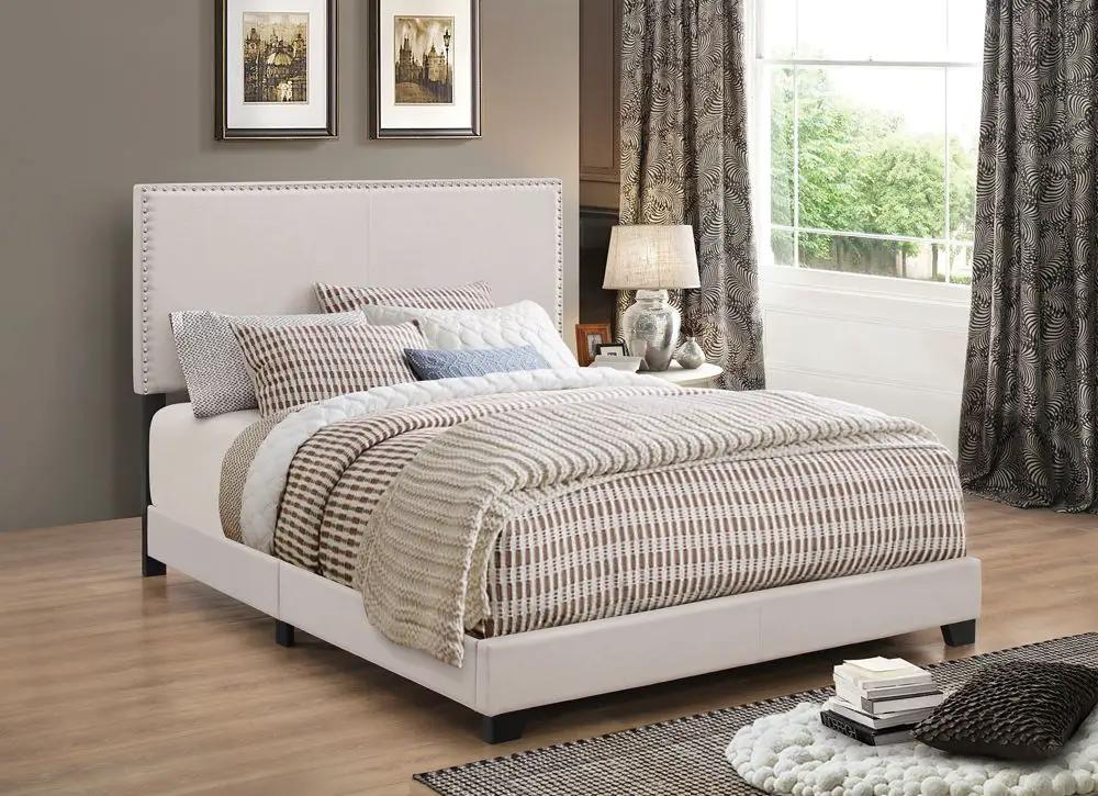 Boyd Upholstered Twin Panel Bed Ivory by Unique Piece Furniture