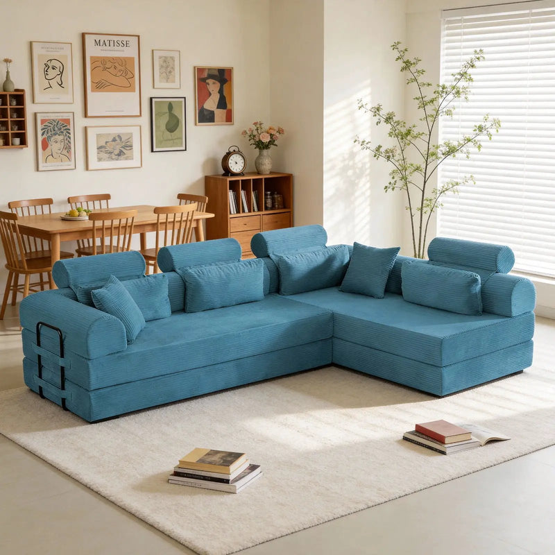 Modern L-Shape Modular Sectional Sofa, Compressed Design by HouseOfZazla