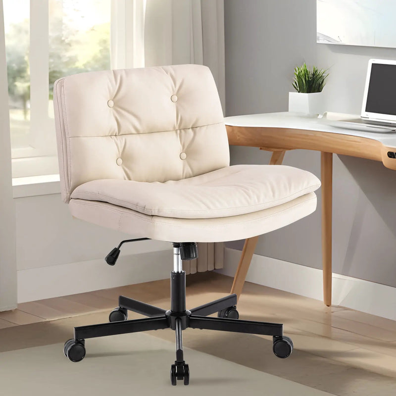 Large Size Swivel Home Office Desk Chair Armless Office Room Chair - Beige by Unique Piece Furniture