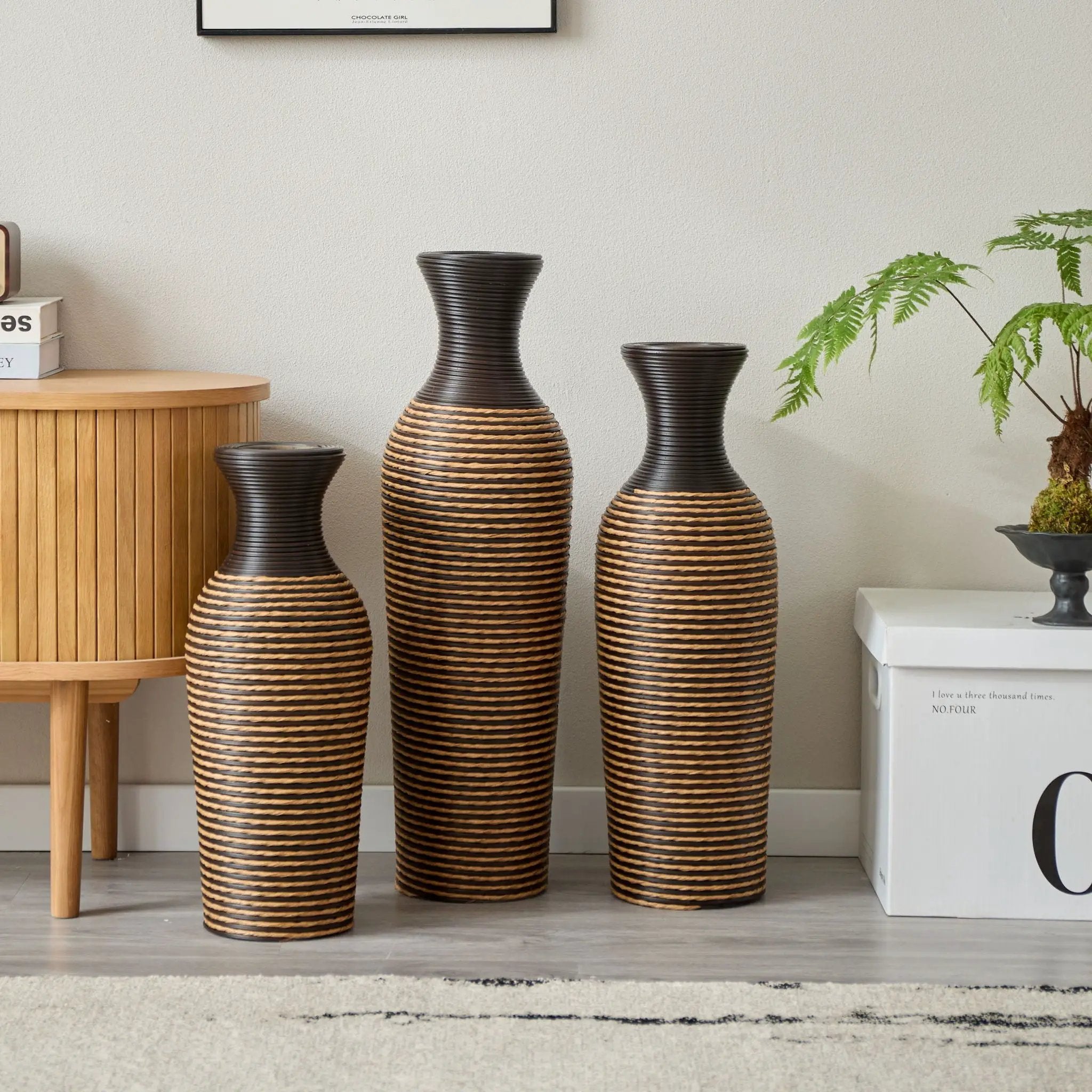 Classic And Neat Floor Vase, High Independent Flower Stand (Set of 3) by Unique Piece Furniture