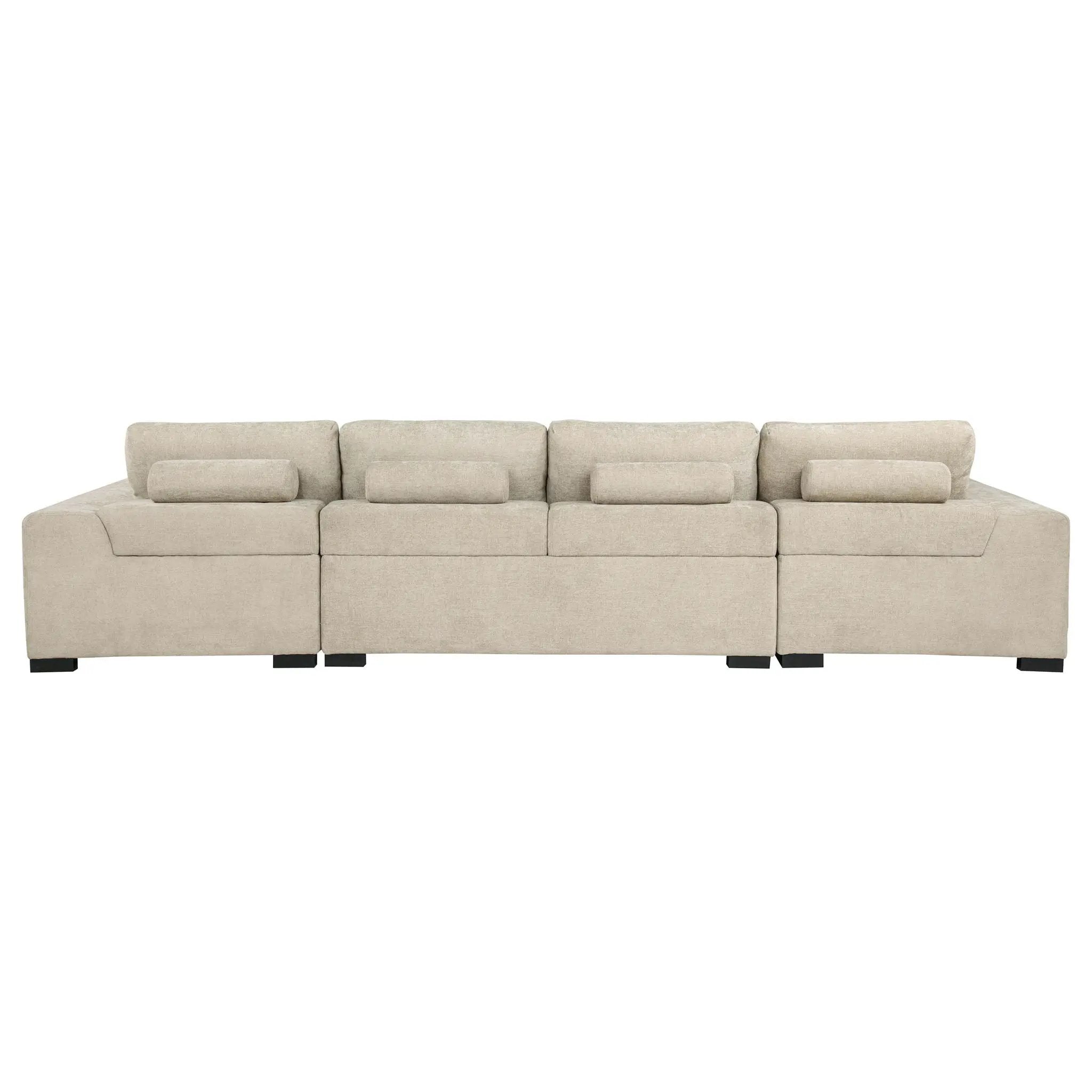 Cannella U-Shaped Double Chaise Upholstered Sectional Sofa Beige by Unique Piece Furniture