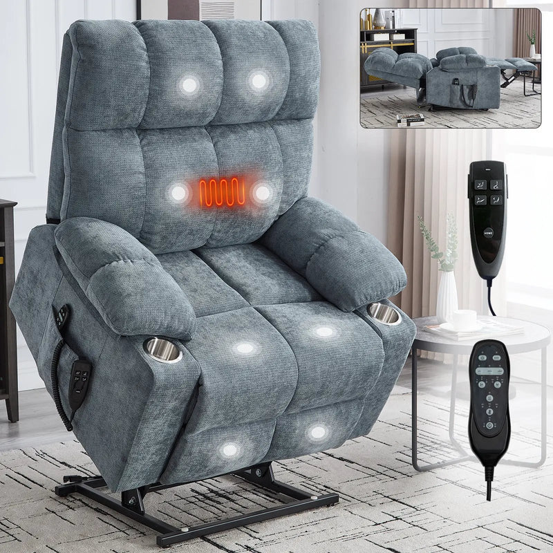 Grey Chenille Power Lift Recliner Chair by HouseOfZazla