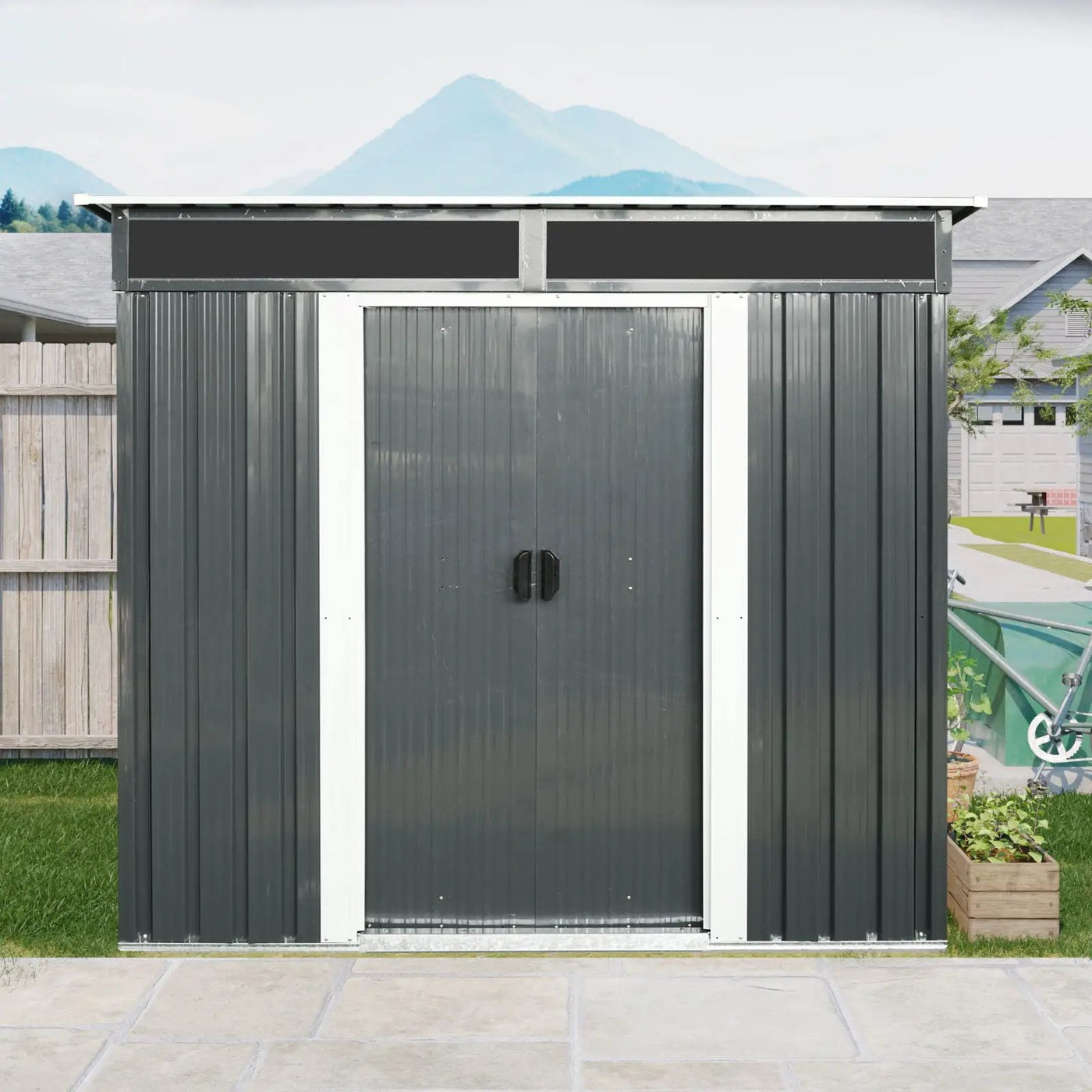 Outdoor Metal Storage Shed And Transparent Plate For Garden, Lawn by HouseOfZazla