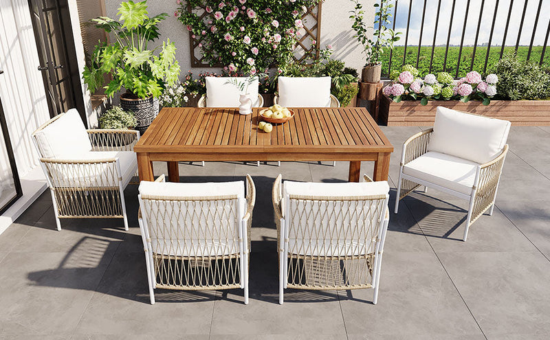 TOPMAX Patio 7pcs Wooden Dining Table Set by HouseOfZazla