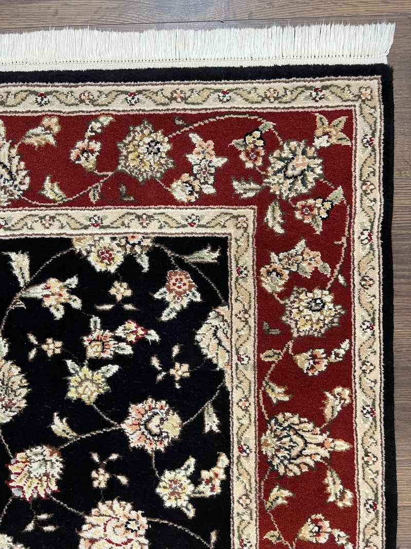 Pak Persian Rug 3x5, Black and Red, Floral Allover, Vintage Hand Knotted Wool Oriental Carpet, Pakistani Rug, Small Handmade Area Rug 3 x 5 by Jewel Rugs