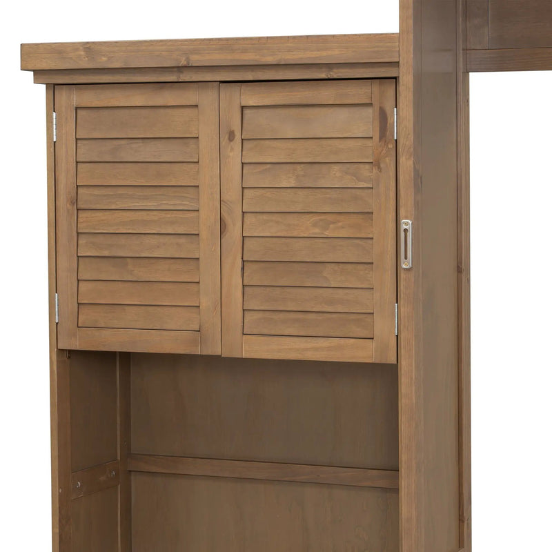 Queen Size Murphy Bed With Louvered Design And Multiple Storage Shelves - Wood by Unique Piece Furniture