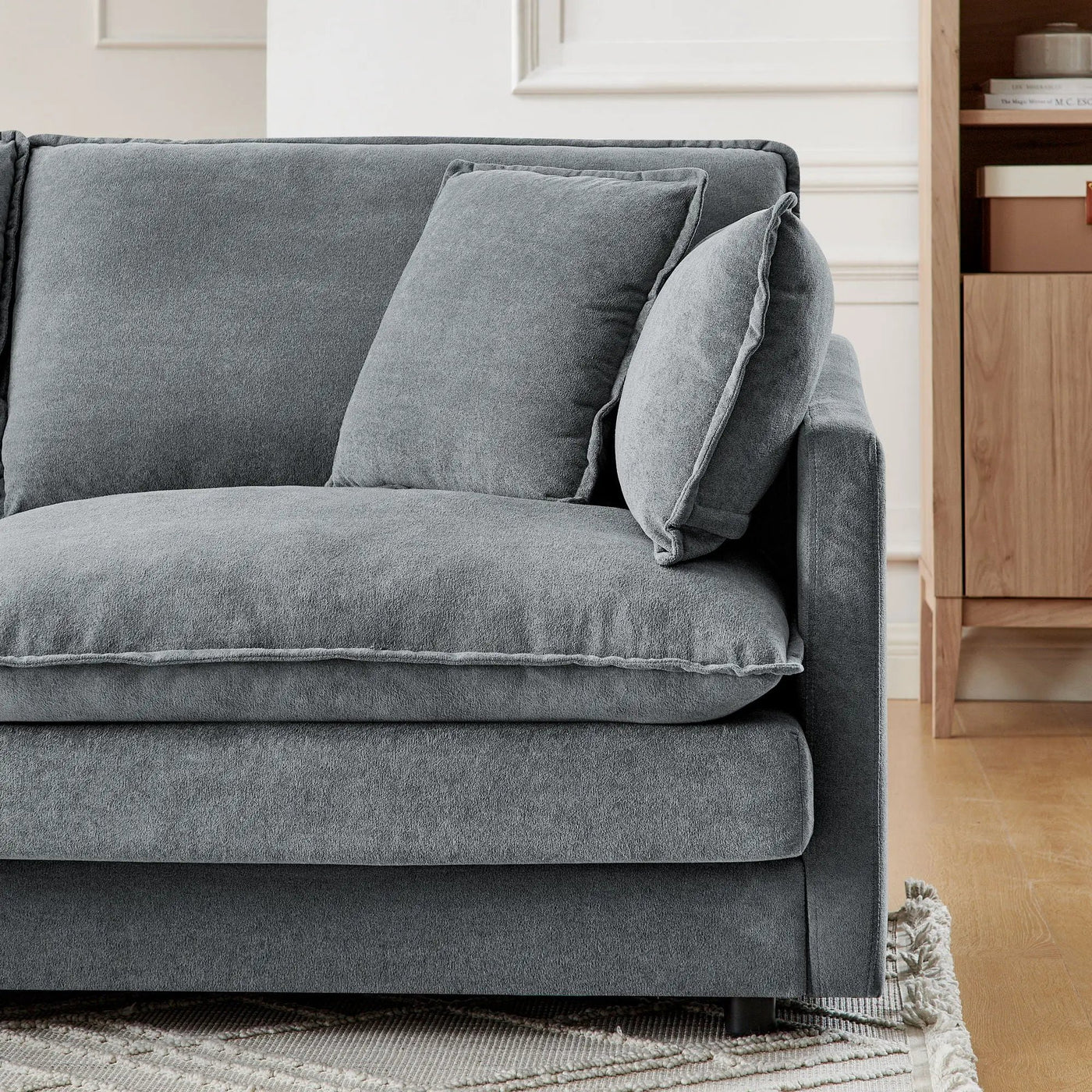 L-Shaped Sectional Sofa With Ottoman, Convertible 4 Seater Couch by Unique Piece Furniture